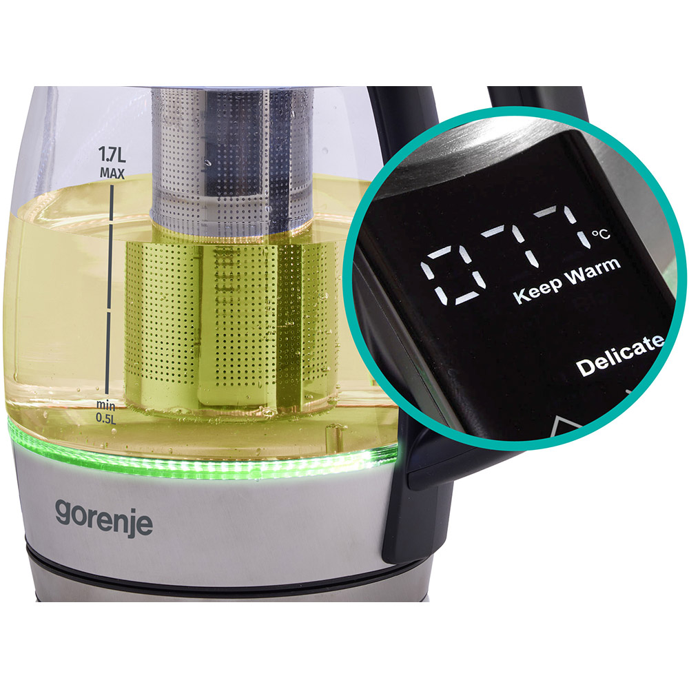 Электрочайник GORENJE K17TRGT (KEG8060B-GS) Электрочайник GORENJE K17TRGT (KEG8060B-GS) Мощность 2200