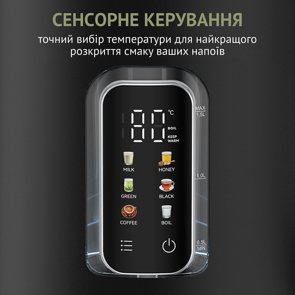 Электрочайник QUIN KTL-303 Black Материал корпуса пластик