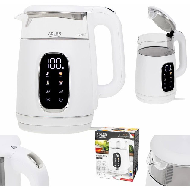 Покупка Електрочайник ADLER AD 1305 white silver (AD1305WS)