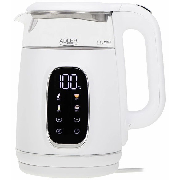 Електрочайник ADLER AD 1305 white silver (AD1305WS)