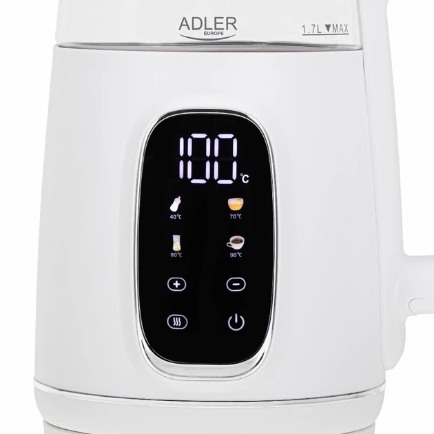 Електрочайник ADLER AD 1305 white silver (AD1305WS) Об'єм 1.7