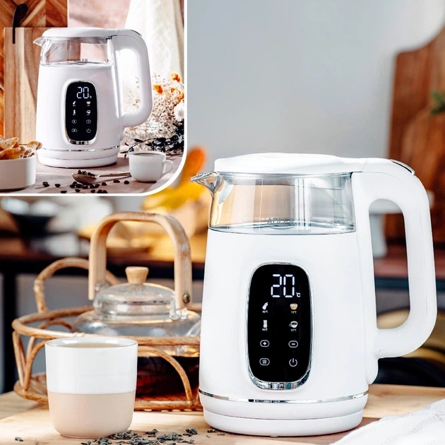 У Фокстрот Електрочайник ADLER AD 1305 white silver (AD1305WS)