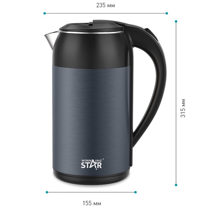 Электрочайник WINNINGSTAR ST-6037 Gray (WNNGS-ST-6037-GR) Мощность 1500