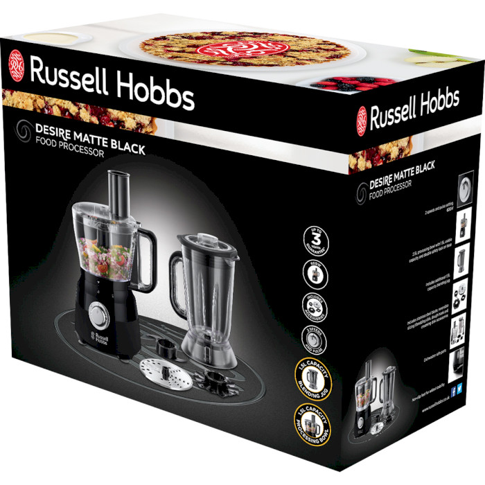 Кухонний комбайн RUSSELL HOBBS 24732-56 Matte Black Насадки шатківниця (скибочки / кружечки)