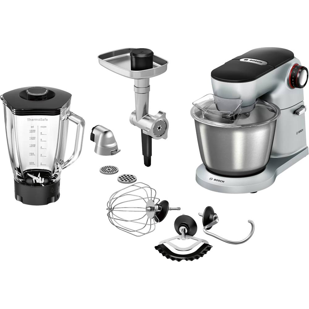 Кухонная машина BOSCH MUM9B34S27 Комплектация мясорубки диски (3мм, 5мм и 8мм), загрузочный лоток, толкатель