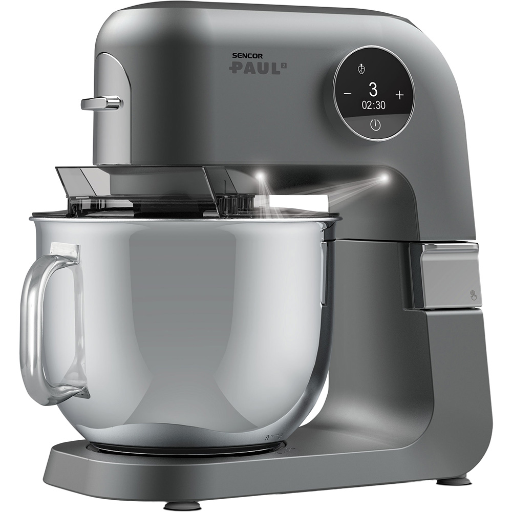 Кухонная машина SENCOR Paul 2 STM7740 Комплектация мясорубки Камера помола, Заполняющая горловина, Отверстие для вставки шнека, Воронка, Пестик, Шнековый вал, Нож, 3 Диска, Гайка, Сепаратор, Насадка для кеббе, Коническая насадка, Насадка для колбас, Адаптер формочки для печенья, Формочка для печенья