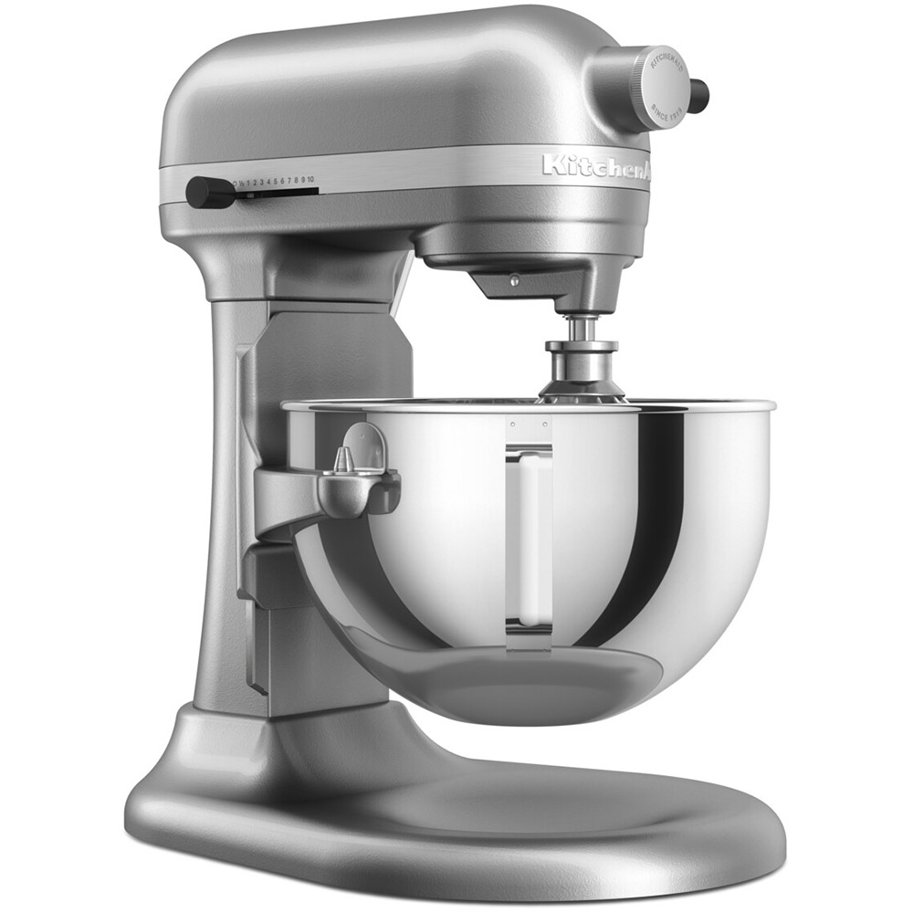 Кухонная машина KITCHENAID Heavy Duty 5,2 л Contour Silver (5KSM55SXXECU) Комплектация Основной блок; Насадка крюк; Насадка венчик – 2 шт; Металлическая чаша