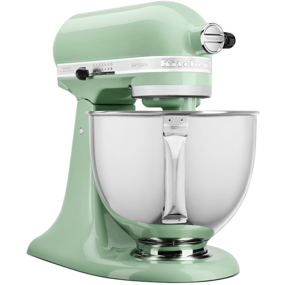 Кухонная машина KITCHENAID Artisan 4,8 л Pistachio (5KSM125EPT) Комплектация Основной блок; Насадка крюк; Насадка венчик – 2 шт; Металлическая чаша