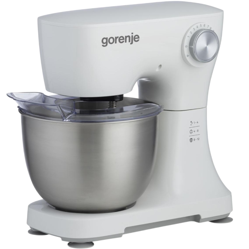 Кухонная машина GORENJE MMC800WS (KM3000F-GS) Комплектация кухонная машина, чаша, крюк для замеса теста, насадка для смешивания, венчик для взбивания, документация