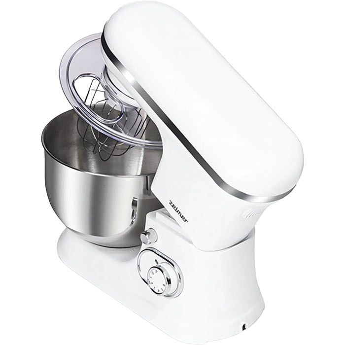 Миксер планетарный ZELMER ZKR 1350 Комплектация чаша, крышка, крюк, венчик, насадка для взбивания