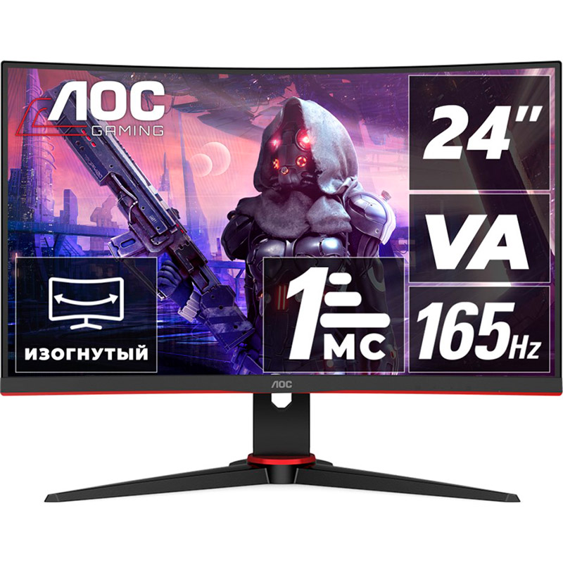 

Монитор AOC 23.6" C24G2AE/BK, 23.6" C24G2AE/BK VA Curved 1ms 165Hz DP HDMI MM