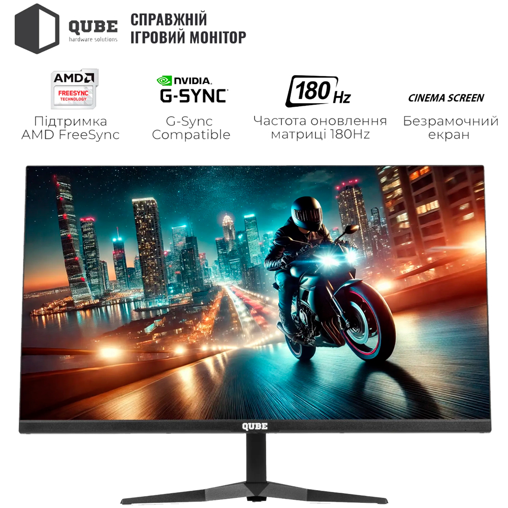 Монітор QUBE Overlord 24,5" G25F180Plus Роздільна здатність 1920 x 1080