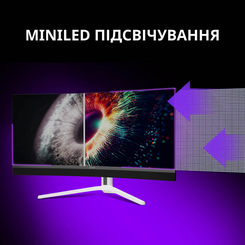 Монітор LORGAR 34MP1 UWQHD Black/Gray (LRG-34MP1W180C-GY) Роздільна здатність 3440 x 1440