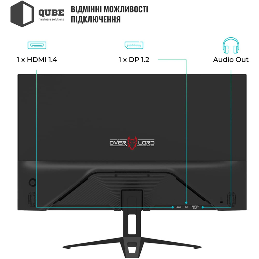 Зовнішній вигляд Монітор QUBE Overlord G24F144S
