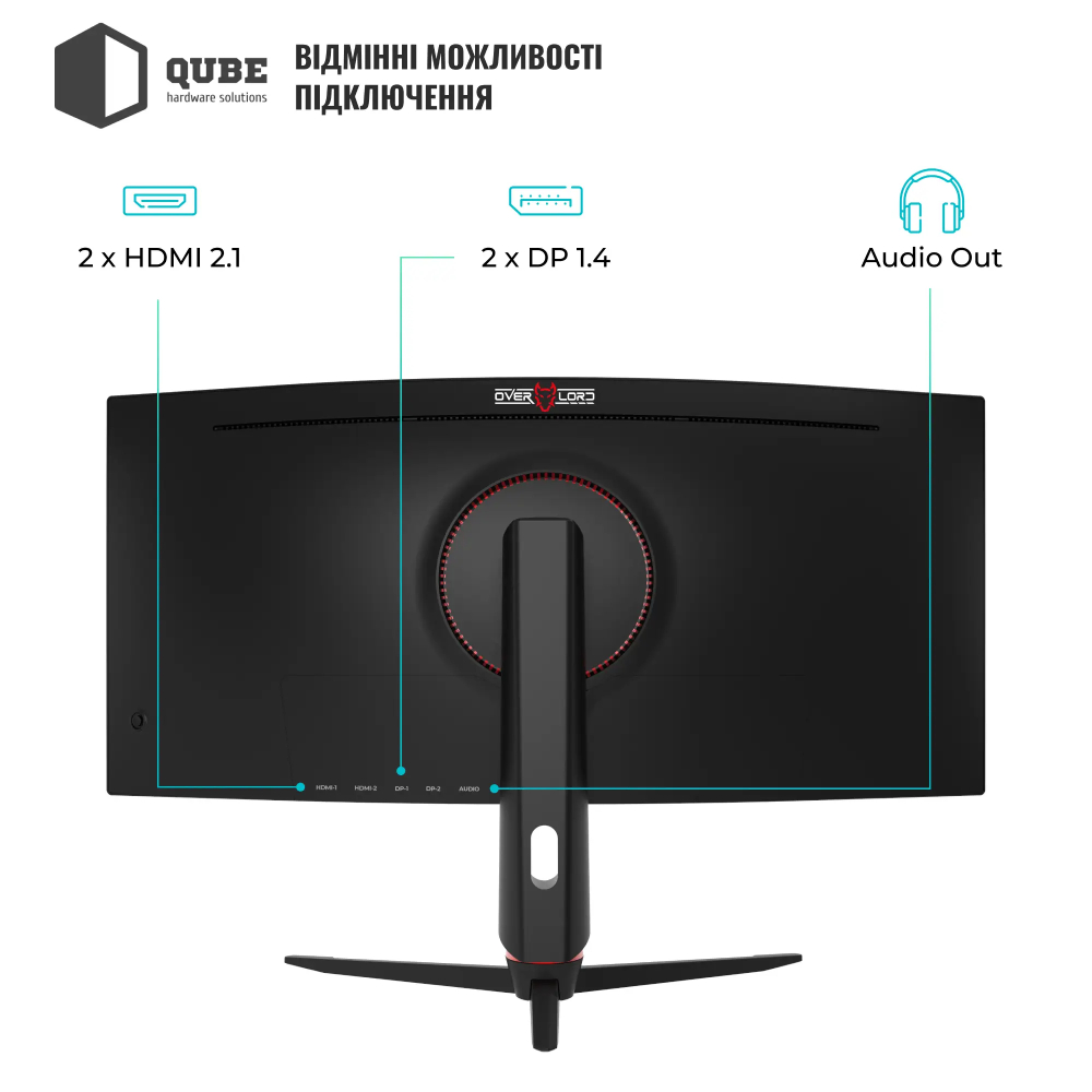 Монітор QUBE Overlord C34UQ180H В Україні Монітор QUBE Overlord C34UQ180H