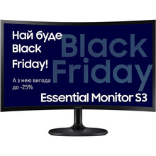 Монітор SAMSUNG 24" Essential Monitor S3 S36GD FHD Black (LS24D360GAIXUA)