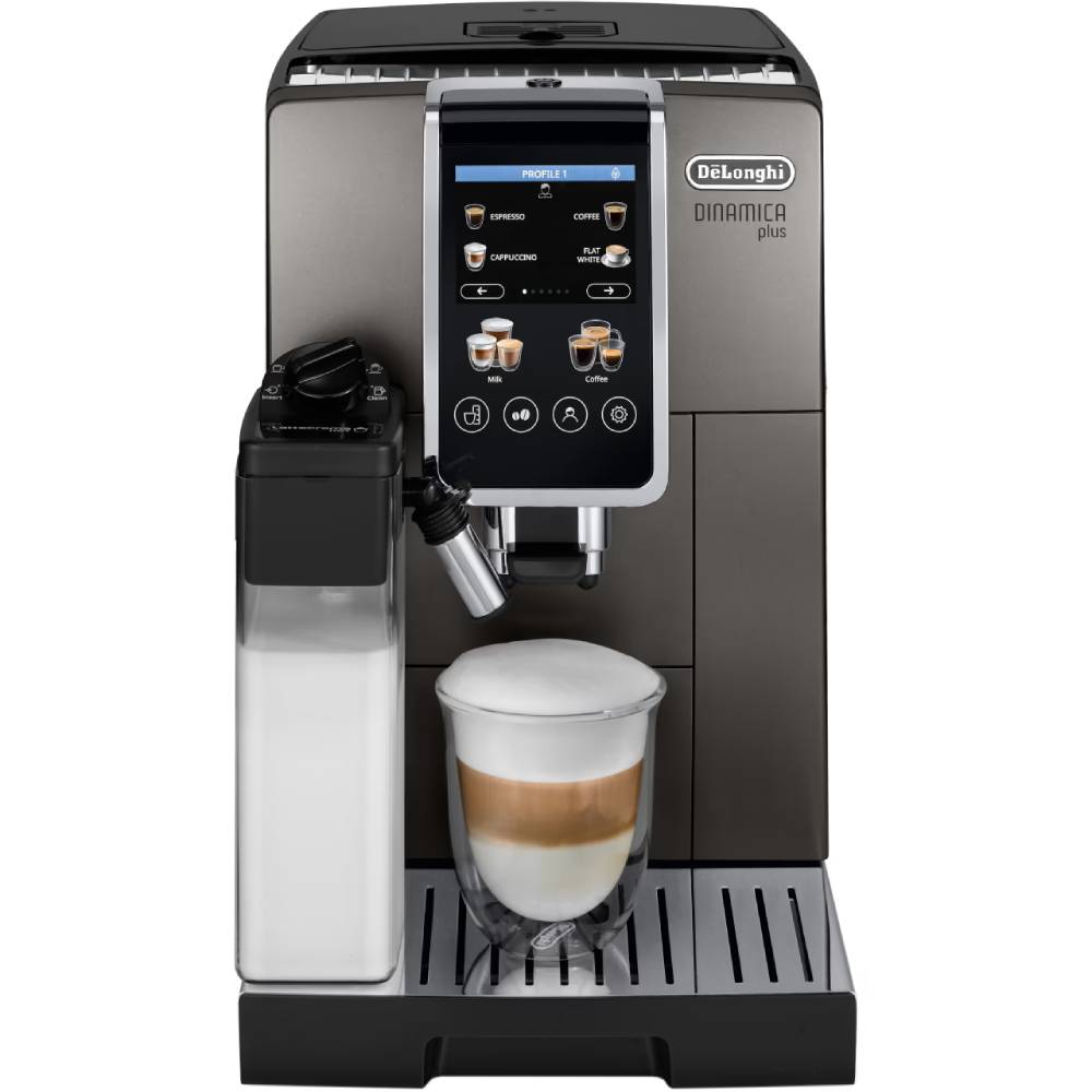 Кофемашина DELONGHI Dinamica Plus ECAM380.95.TB (132215486) Комплектация автоматический капучинатор (2), фильтр для воды, тест полоска на жесткость воды, мерная ложка для молотого кофе, носик для воды, щеточка для очистки