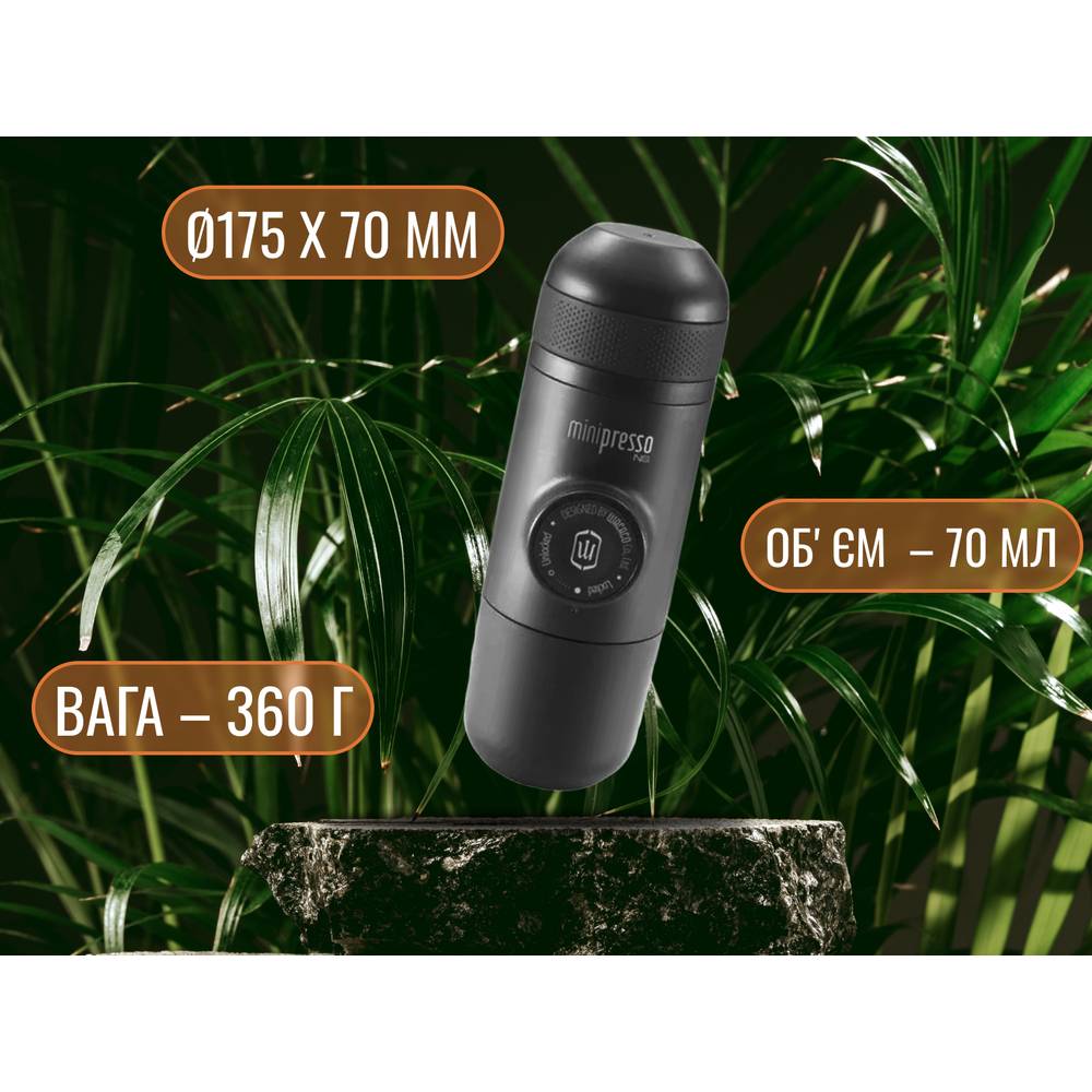 Портативная кофеварка WACACO Minipresso GR Black (WMINIGR) Давление 8