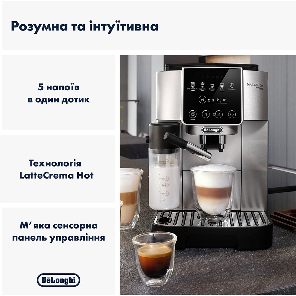 Кофемашина DELONGHI ECAM220.80.SB Magnifica Start Мощность 1450