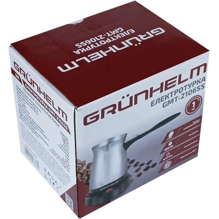 Электротурка GRUNHELM 0,5л (GMT-2106SS) Приготовление капучино отсутствует