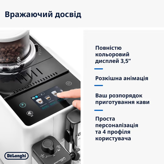 Кавомашина DELONGHI Rivelia EXAM440.55.W Тиск 19