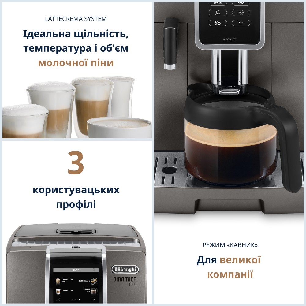 Кавомашина DELONGHI ECAM370.95.T Потужність 1450