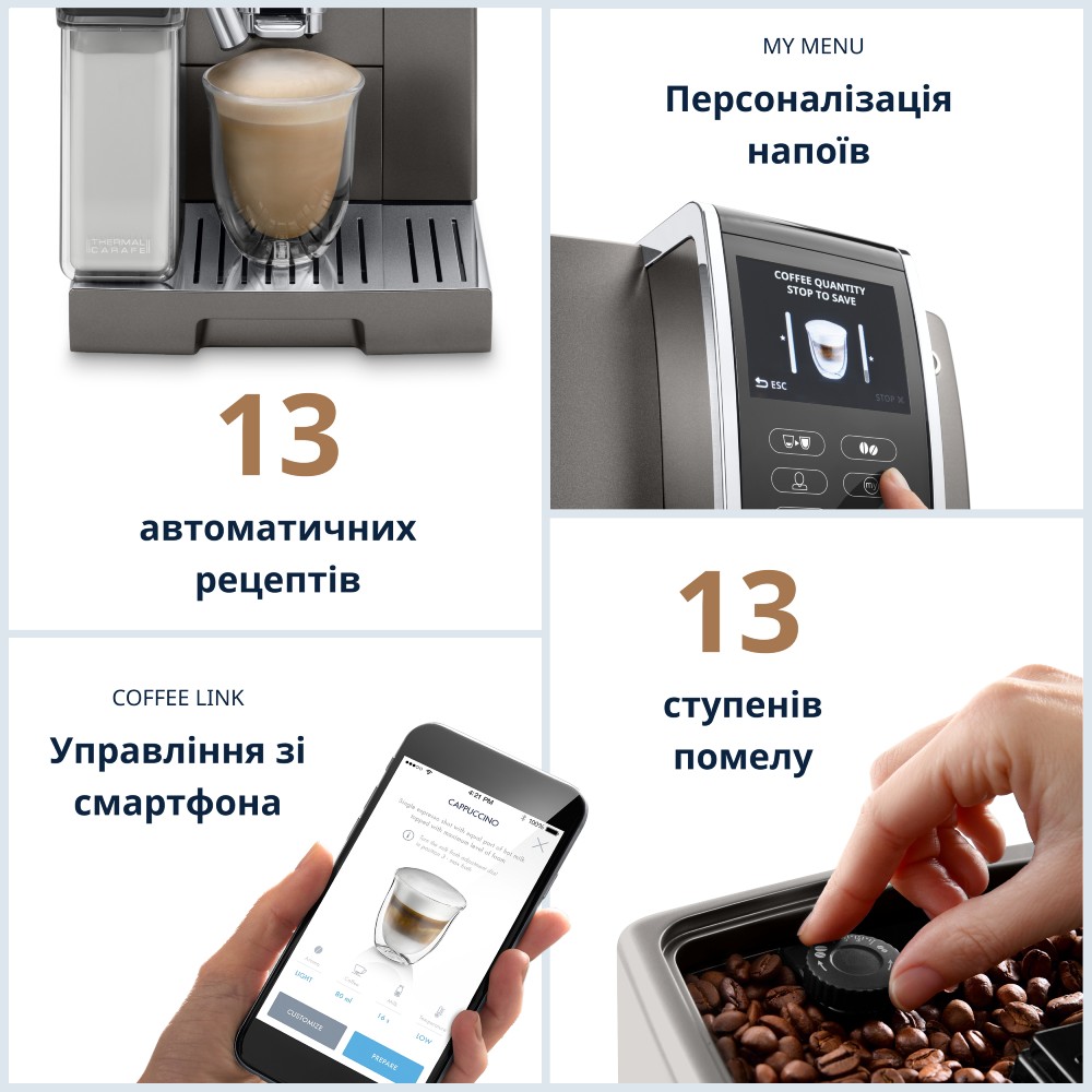 Кавомашина DELONGHI ECAM370.95.T Тиск 19