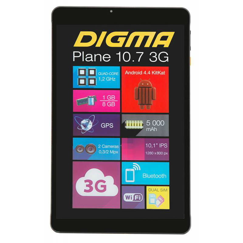 Зовнішній вигляд Планшет DIGMA Plane 10.7 3G White Dual Sim (PS1007PG)