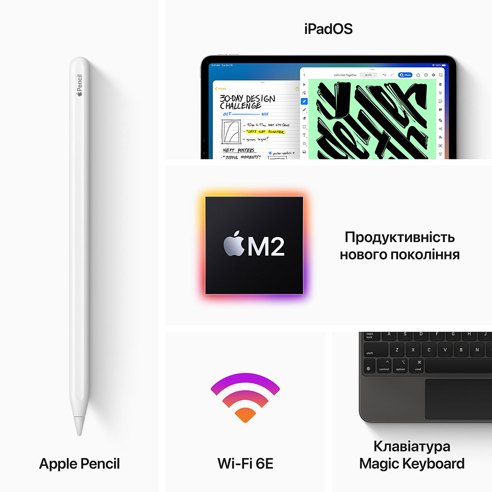 Внешний вид Планшет APPLE iPad Pro 12.9" (6 Gen) Wi-Fi + Cellular 512GB Silver (MP233RK/A)