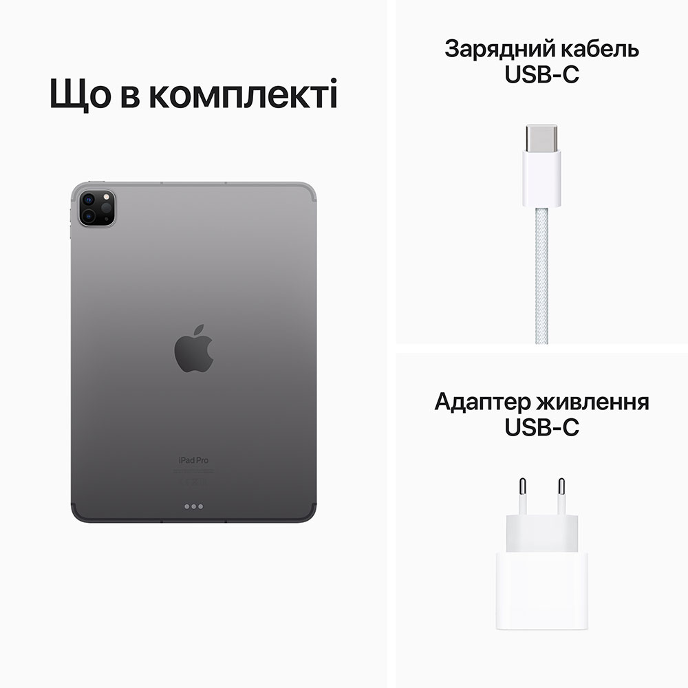 Зображення Планшет APPLE iPad Pro 11" (4 Gen) Wi-Fi 256GB Space Grey (MNXF3RK/A)