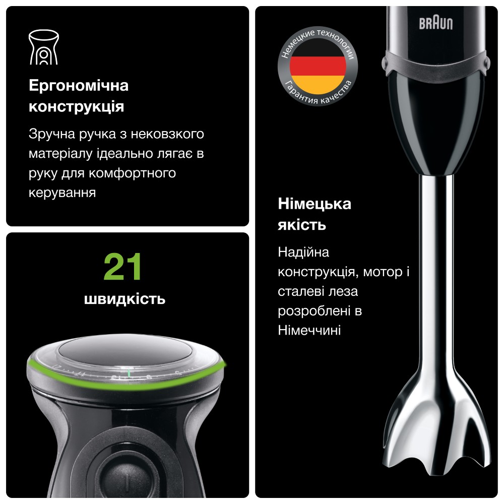 Блендер BRAUN MQ5277BK Потужність 1000