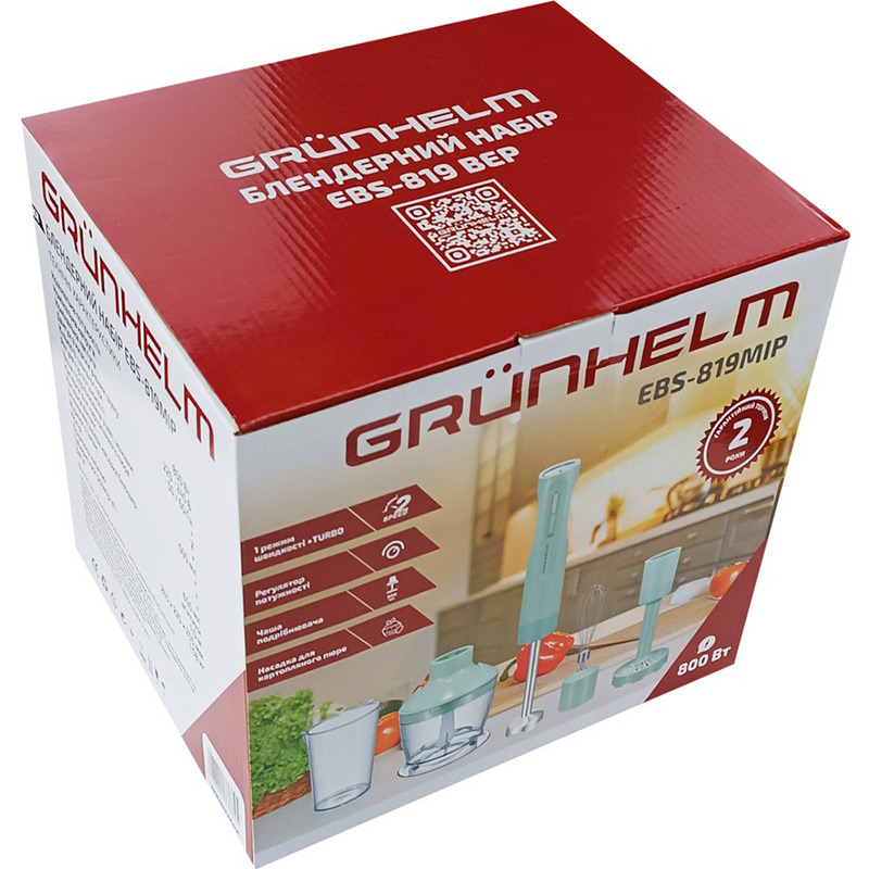 Блендер GRUNHELM EBS-819MIP Green (133664) Количество скоростей 2