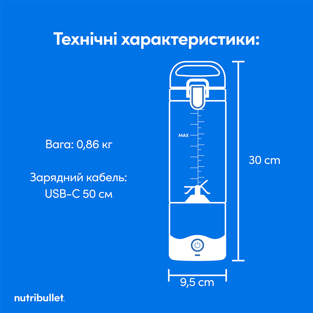 Фото Блендер NUTRIBULLET NBP003LBL NUTRIB PORTABLE LB