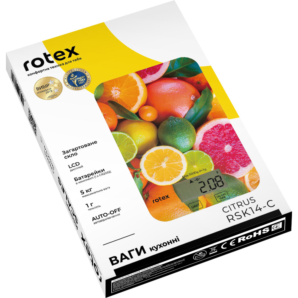 Весы кухонные ROTEX RSK14-C citrus Цена деления 1