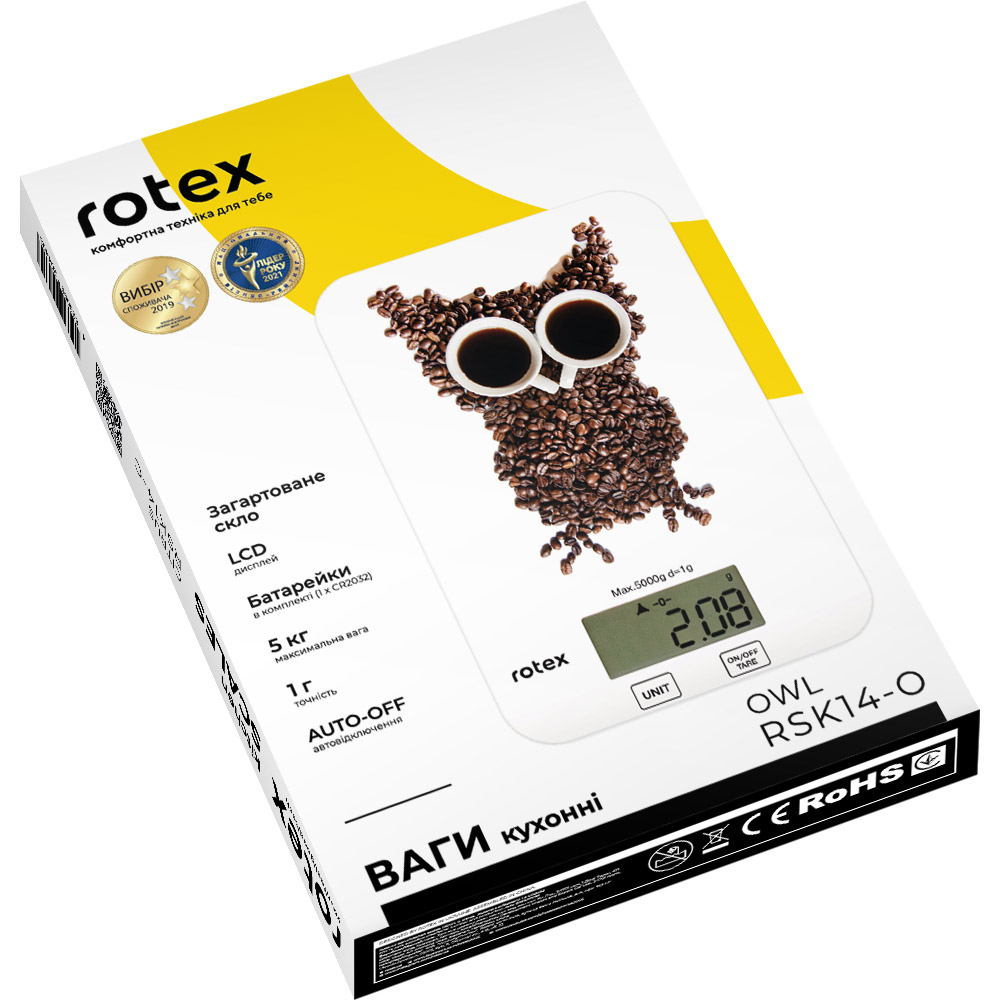 Весы кухонные ROTEX RSK14-O owl Цена деления 1