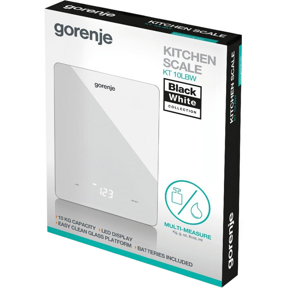 Ваги кухонні GORENJE KT10LBW (KS1507L) Матеріал платформи скло