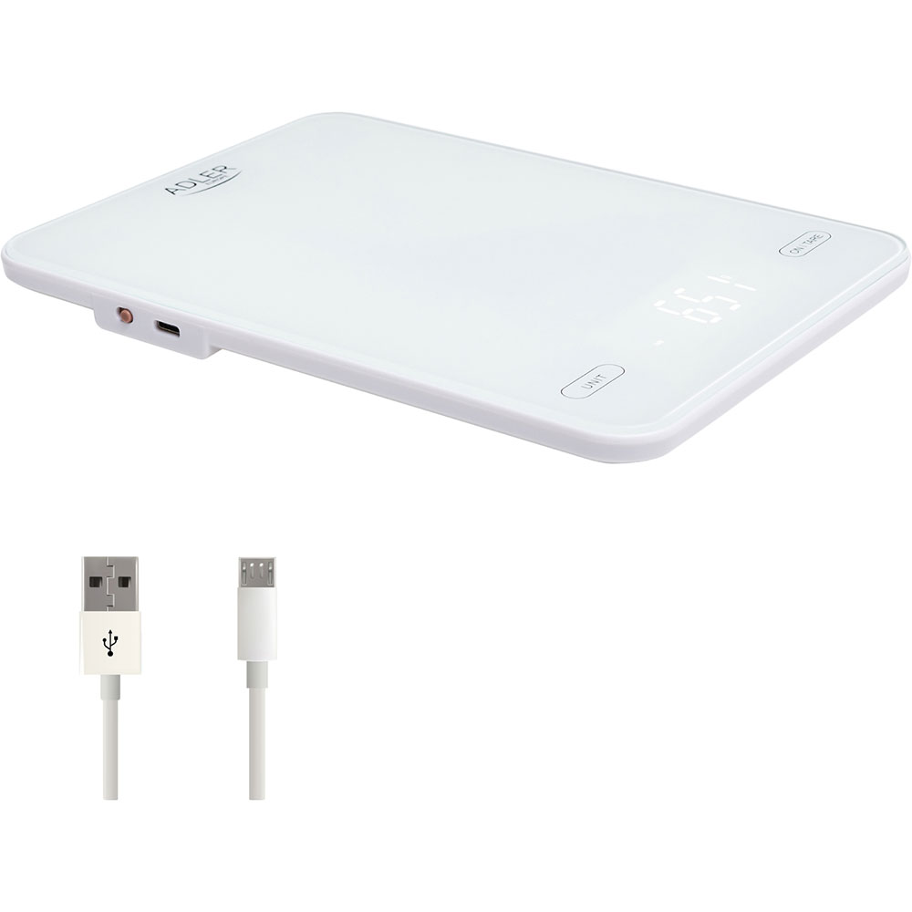 Весы кухонные ADLER AD 3177 White (AD3177W) Материал платформы стекло
