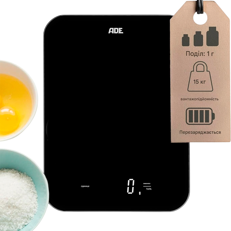 Ваги кухонні АDЕ Tessa KE2301 Black Максимально допустима вага 15