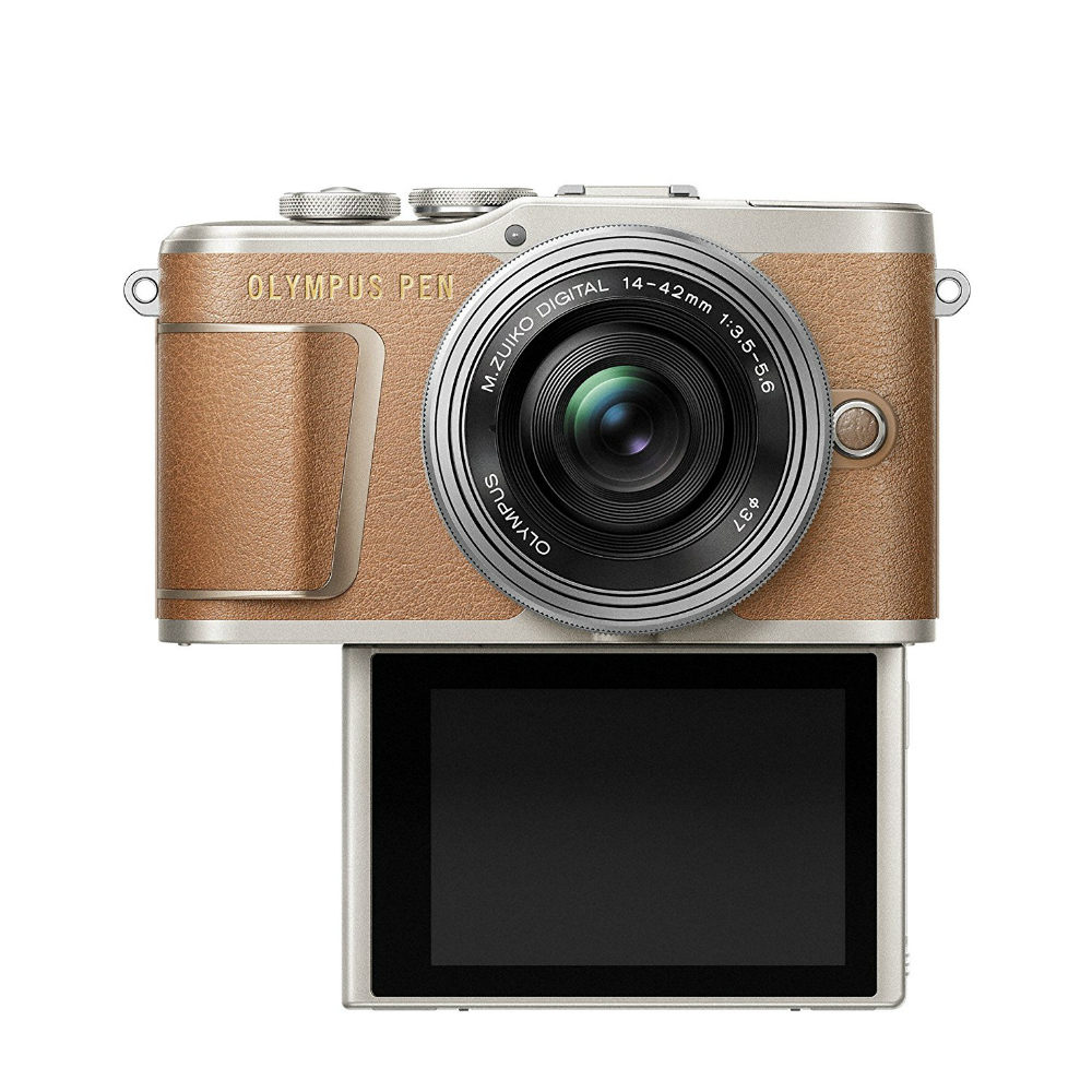 Зовнішній вигляд Фотоапарат OLYMPUS E-PL9 14-42 mm Pancake Zoom Kit (V205092NE000) brown/silver