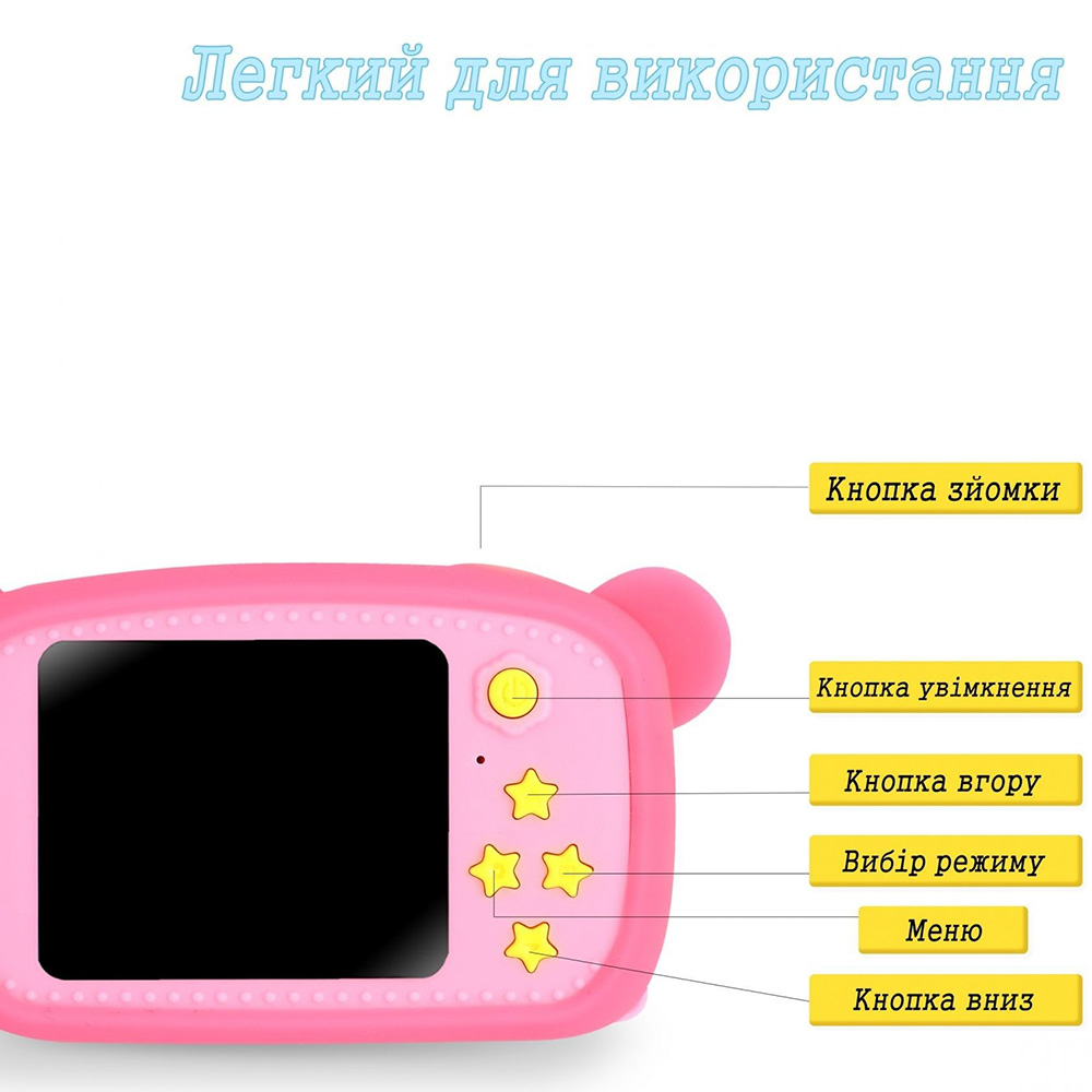 Фотоапарат дитячий XOKO KVR-005 Bear Pink (KVR-005-PN) Кіл-ть ефективних мегапікслів 12