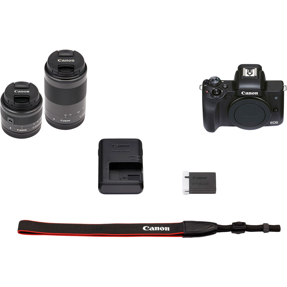 В Україні Фотоапарат CANON EOS M50 Mk2 + 15-45 IS STM + 55-200 IS STM Black (4728C041)