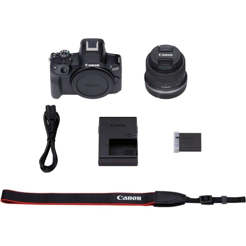 Изображение Фотоаппарат CANON EOS R50 RF-S 18-45 IS STM Black (5811C033BA)