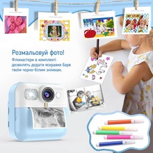 Дитячий фотоапарат COLORWAY з функцією моментального друку Blue (CW-PHP01B)