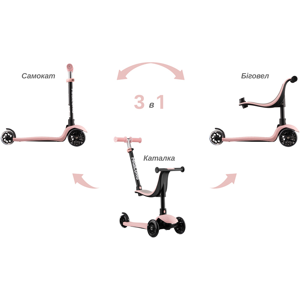 Самокат MIQILONG Alamo Pink (ALAMO-125-PINK) Самокат MIQILONG Alamo Pink (ALAMO-125-PINK) Матеріал рами пластик