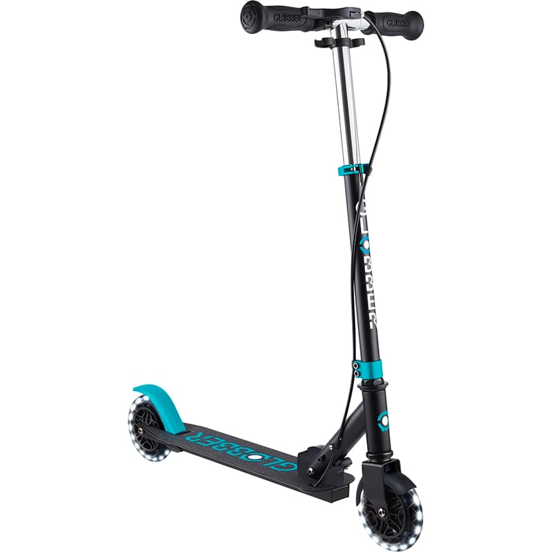 Самокат GLOBBER Flow Element Junior Lights Black/Turquoise (729-105) Розмір самоката 79.5 х 69 х 35
