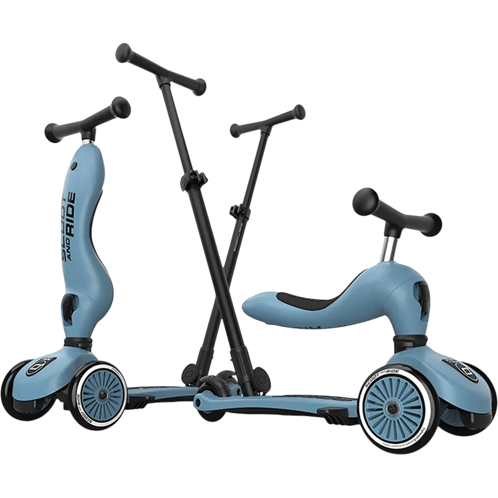 В Фокстрот Самокат  SCOOT&RIDE Highwaykick-1 Push and Go Grey/Blue (SR-240527-STEEL)