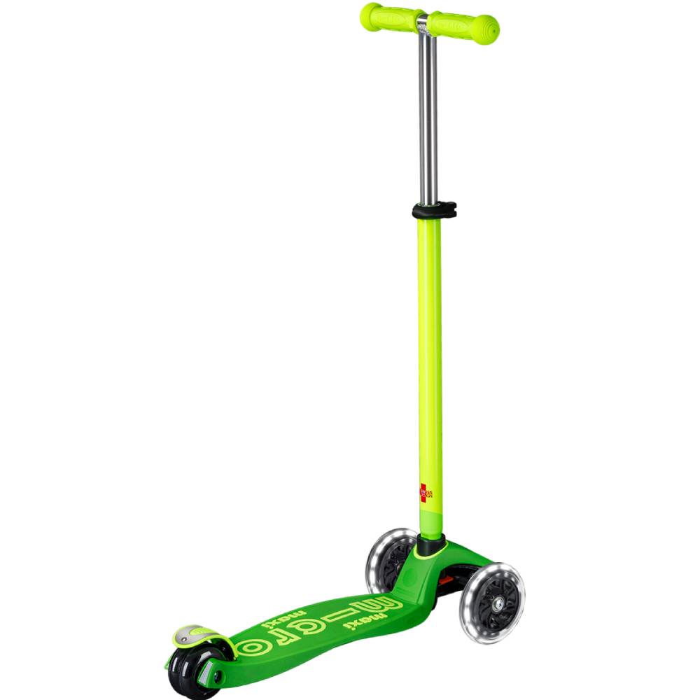 Самокат MICRO серии Maxi Deluxe Neon LED Green Parrot (MMD232) Цвет зеленый