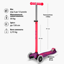 Самокат MICRO серії Maxi Deluxe Neon LED Ultra Pink (MMD233)