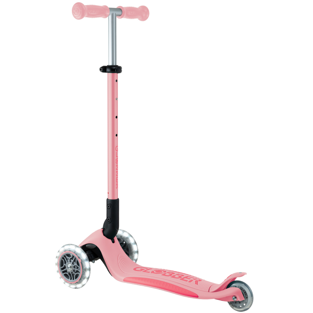 Самокат GLOBBER ELITE LIGHTS пастельно-рожевий (439-710-3) Розмір платформи для ноги 12,5 х 54,5
