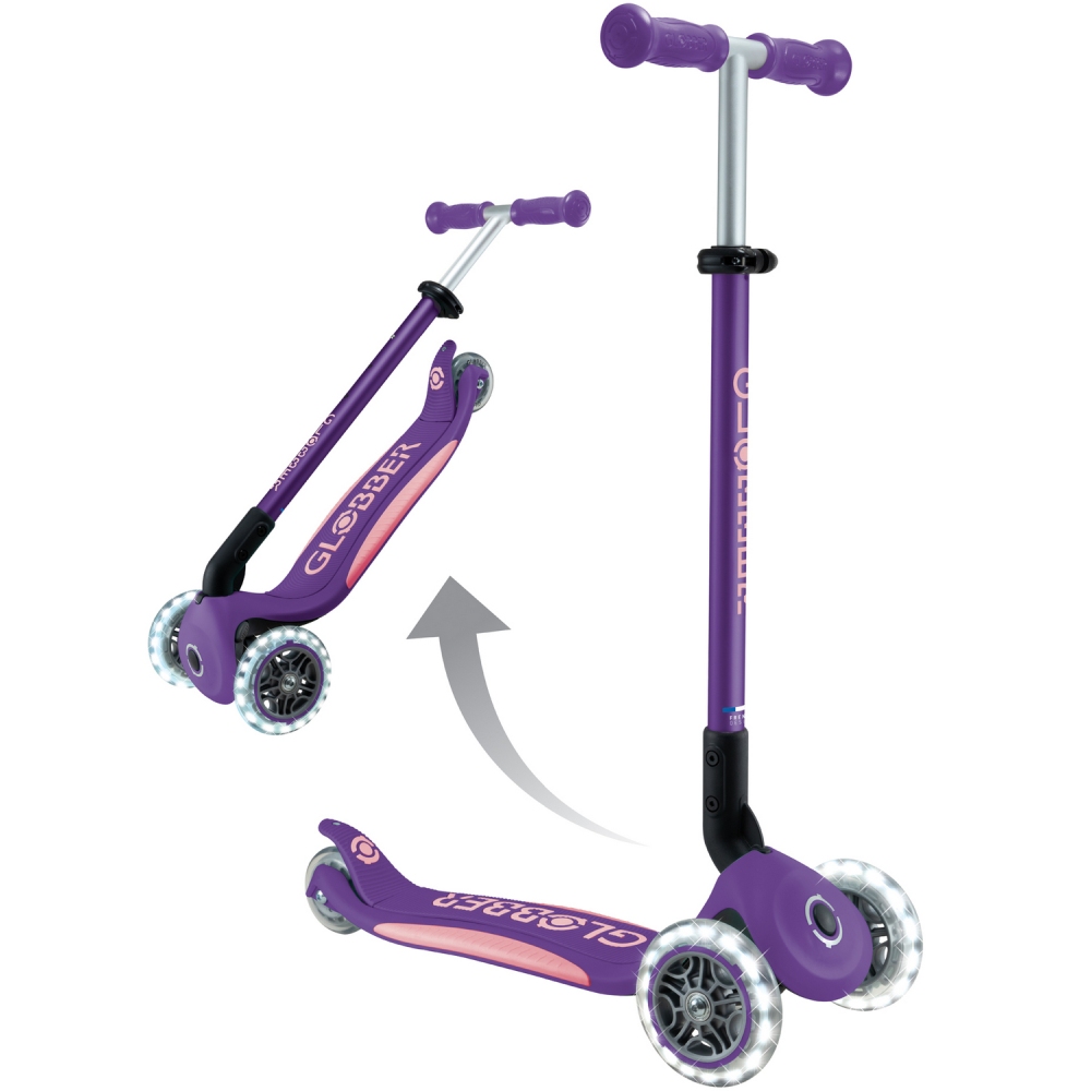 Огляд Самокат GLOBBER ELITE LIGHTS фіолетово-рожевий (439-603-3)